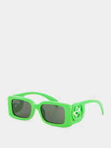 Green Rectangular Frame Sunglasses
