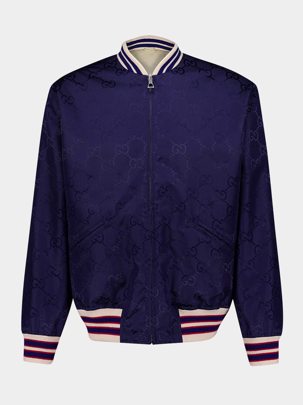 GG-Pattern Canvas Bomber Jacket
