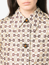 Horsebit-Print Buttoned Coat