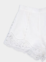 August Broderie Lace Trimmed White Shorts