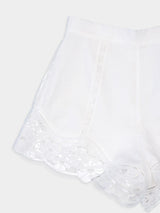 August Broderie Lace Trimmed White Shorts