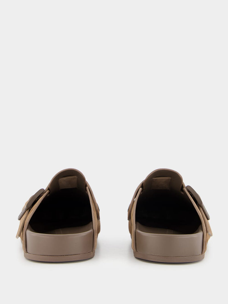 Light Brown Suede Mules