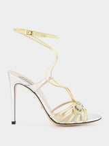 Metallic Silver and Gold Crystal 105mm Sandals