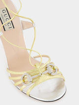 Metallic Silver and Gold Crystal 105mm Sandals