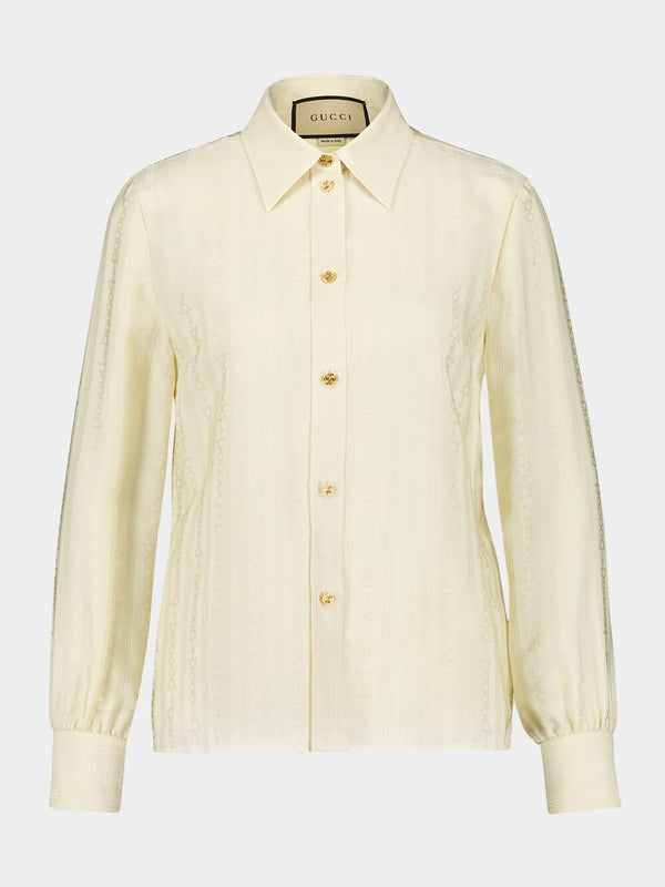 Horsebit Jacquard Silk Shirt