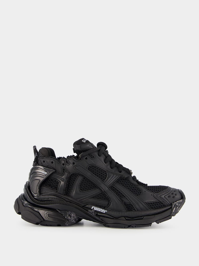 Black Runner Lace-Up Sneakers