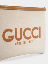 Beige Gucci Print Clutch