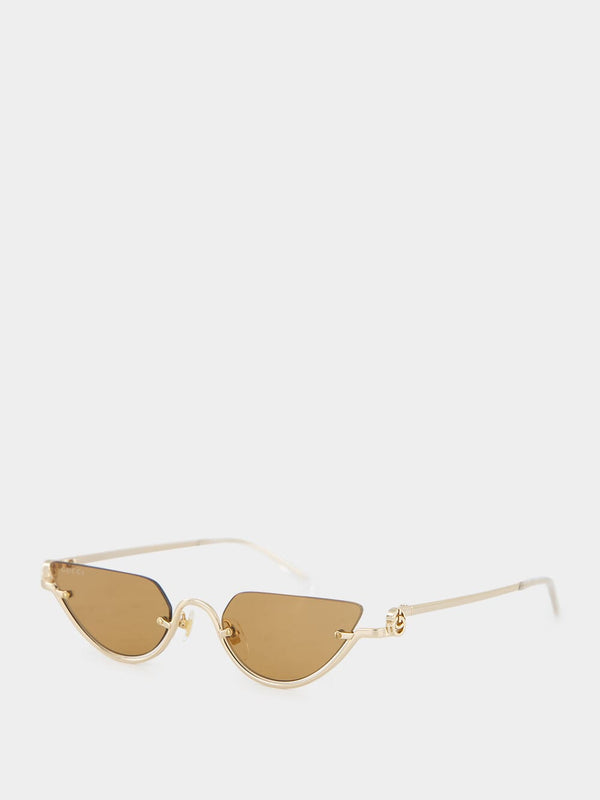 Gold-Toned Cat-Eye Frame Sunglasses