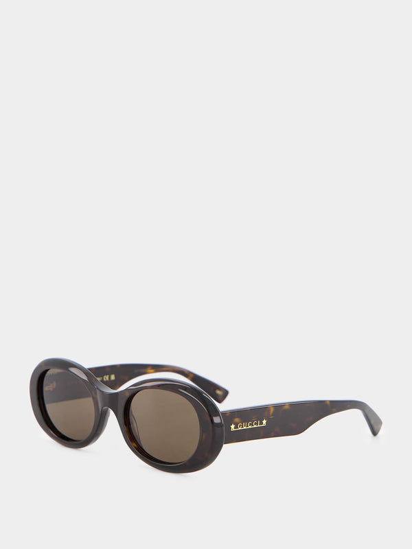 Dark Tortoiseshell Oval Sunglasses