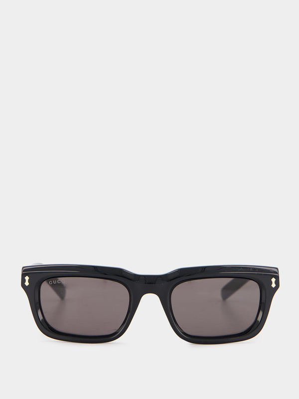 Shiny Black Rectangular Sunglasses