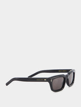Shiny Black Rectangular Sunglasses