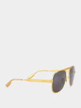 Gold-Toned Navigator Sunglasses