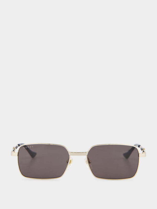 Rectangular Gold-Toned Grey Lens Sunglasses