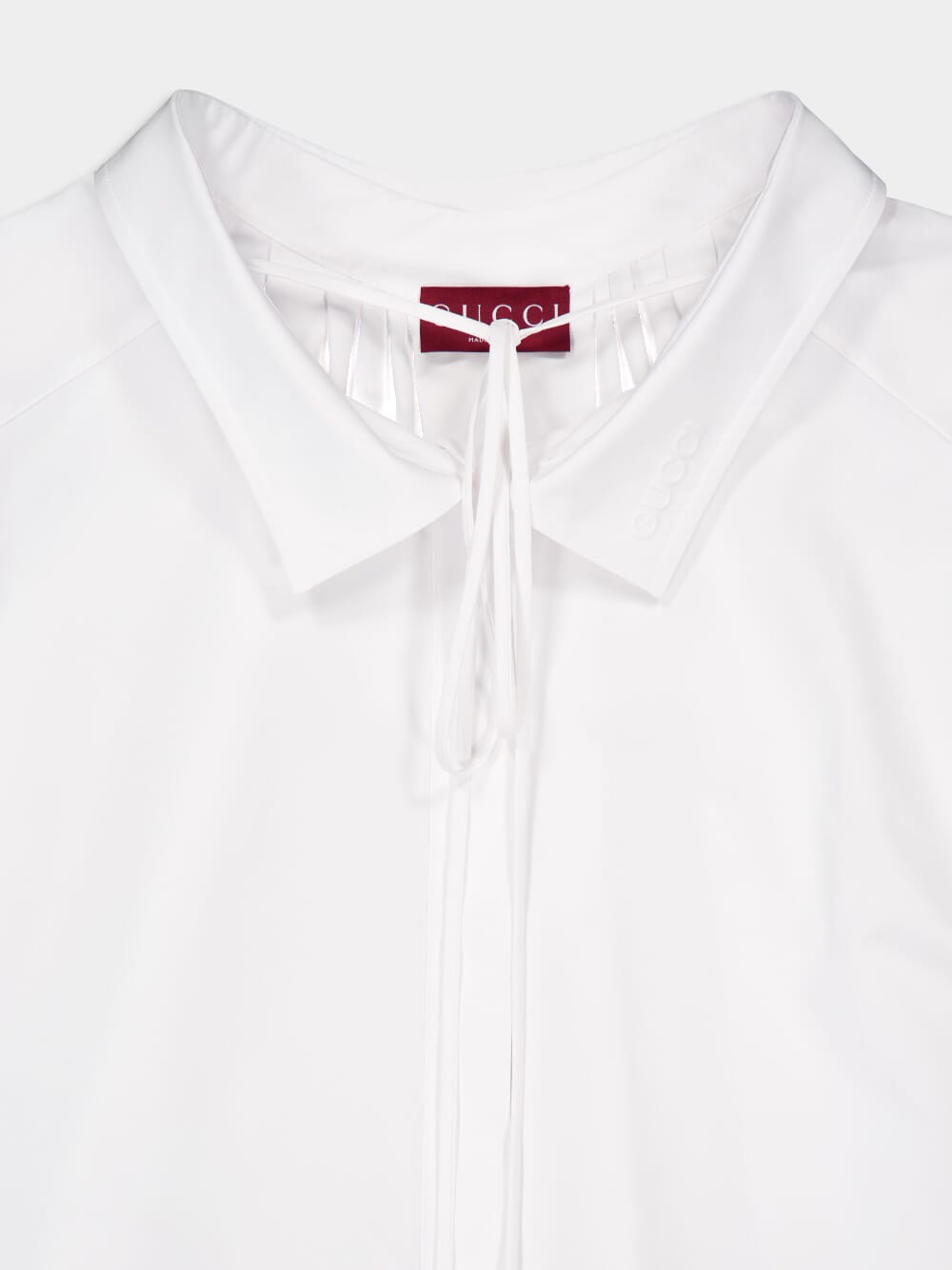 White Cotton Poplin V-Neck Shirt