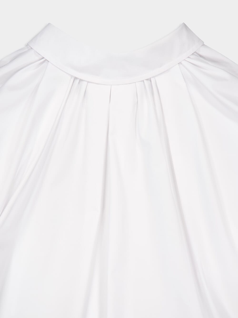 White Cotton Poplin V-Neck Shirt