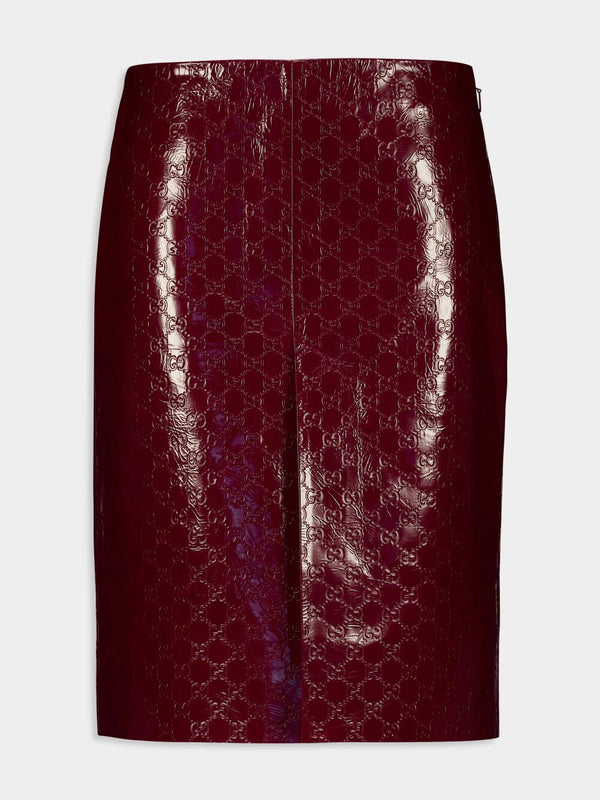 Rosso Ancora GG Embossed Shiny Leather Skirt
