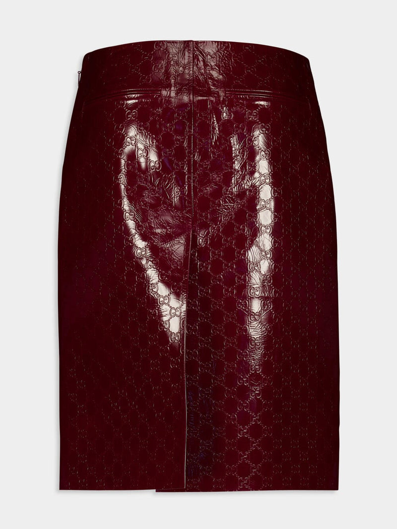 Rosso Ancora GG Embossed Shiny Leather Skirt