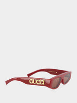 Geometric Burgundy Frame Sunglasses