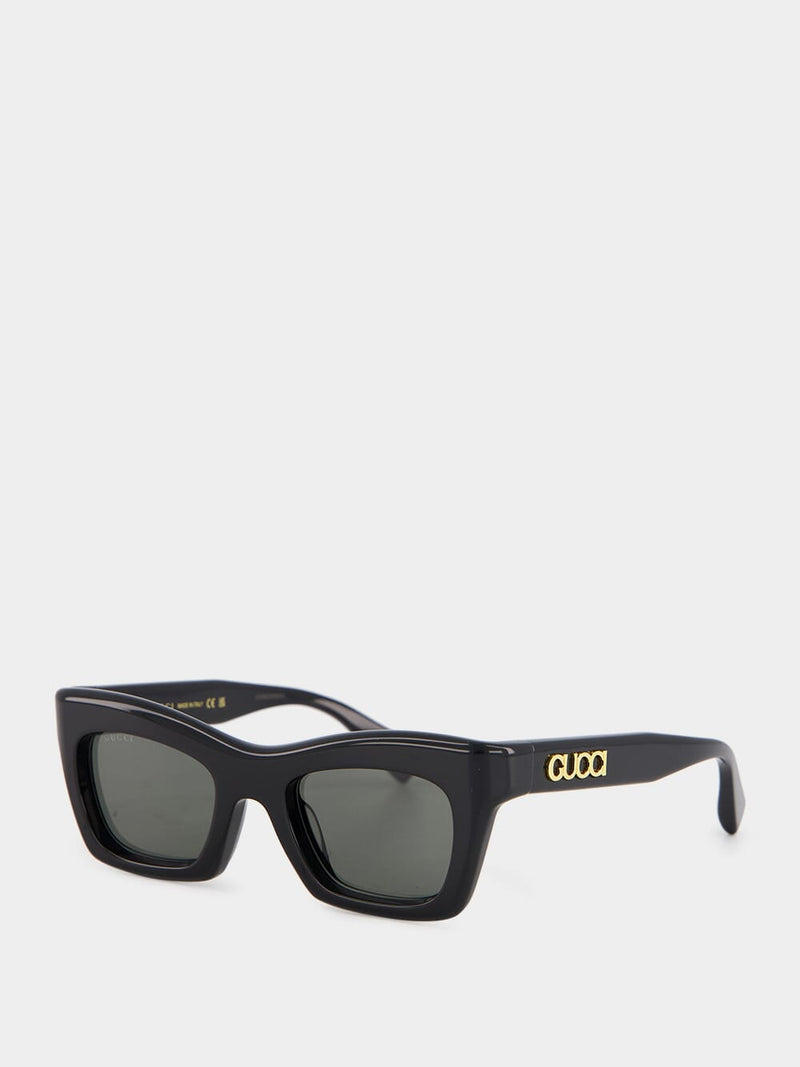 Gold Script Black Sunglasses