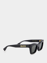 Gold Script Black Sunglasses