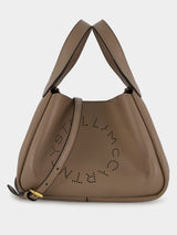Logo Double Top Handle Brown Crossbody Bag
