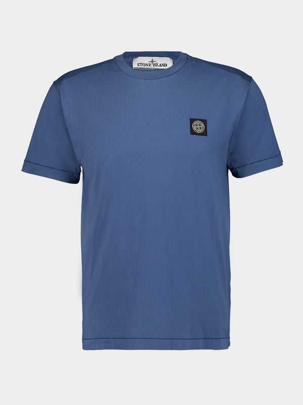 Slim-Fit Cotton Jersey Avio Blue T-Shirt