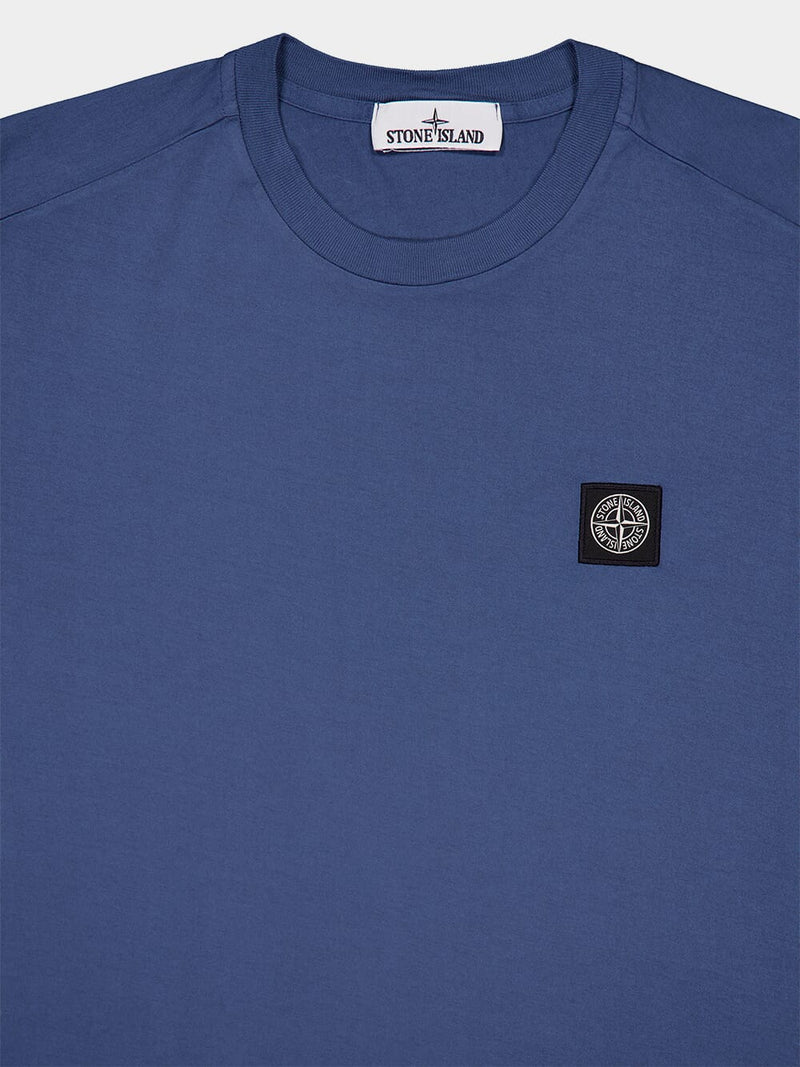Slim-Fit Cotton Jersey Avio Blue T-Shirt