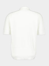 Short-Sleeve White Polo Knit