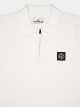 Short-Sleeve White Polo Knit