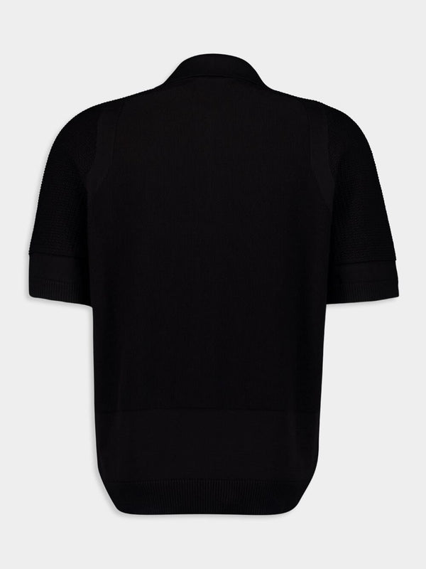 Short-Sleeve Black Polo Knit