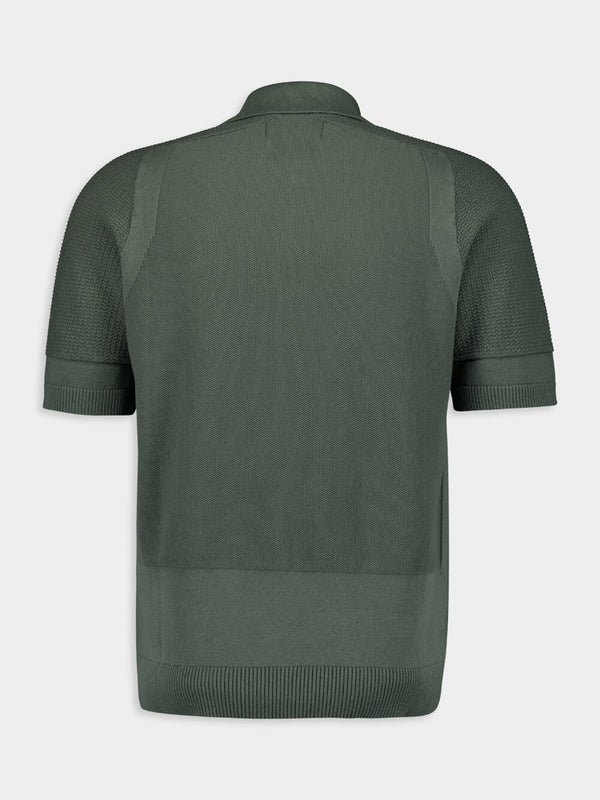 Short-Sleeve Musk Green Polo Knit