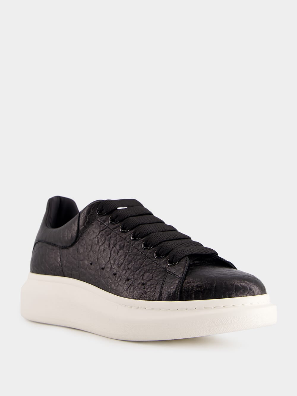 Alexander McQueen Black Grainy Leather Oversized Sneakers Fashion Clinic