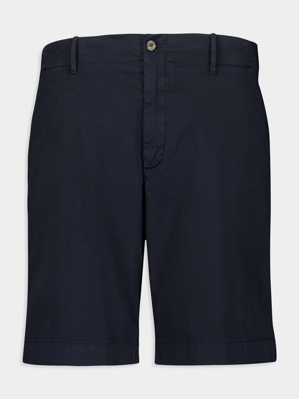 Stretch-Cotton Navy Bermuda Shorts