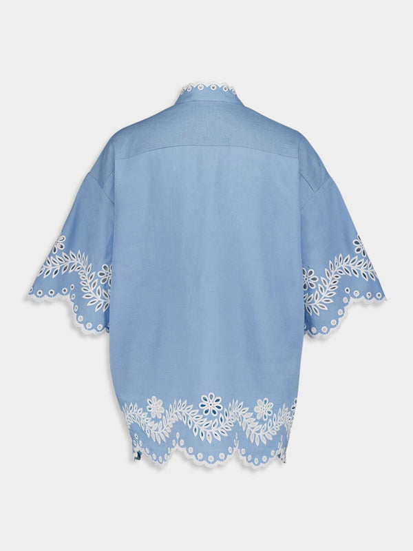 Junie Embroidered Blue Blouse