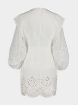 Junie Embroidered Eyelet Lace White Tunic