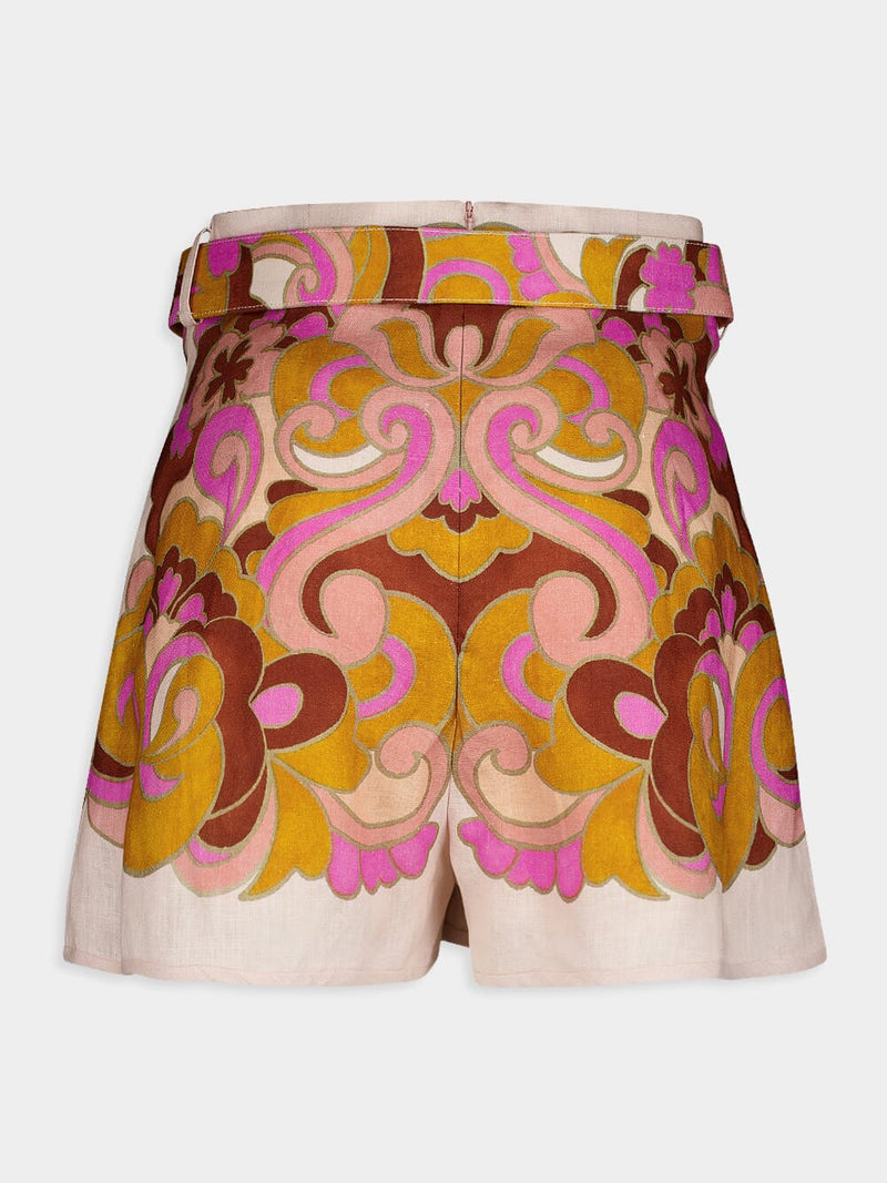 Acadian Linen Coral Fitted Shorts