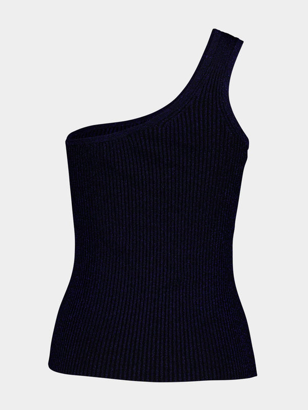 Alight Asymmetric Navy Knit Top