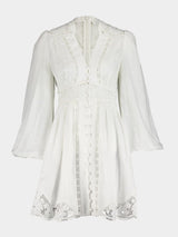 August Plunge Lace Detail White Dress