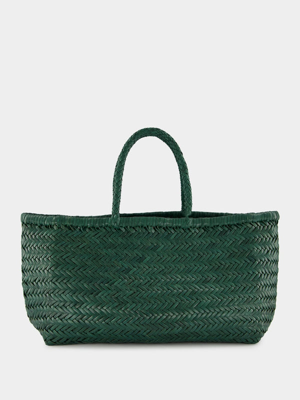 Green Triple Jump Handwoven Leather Tote