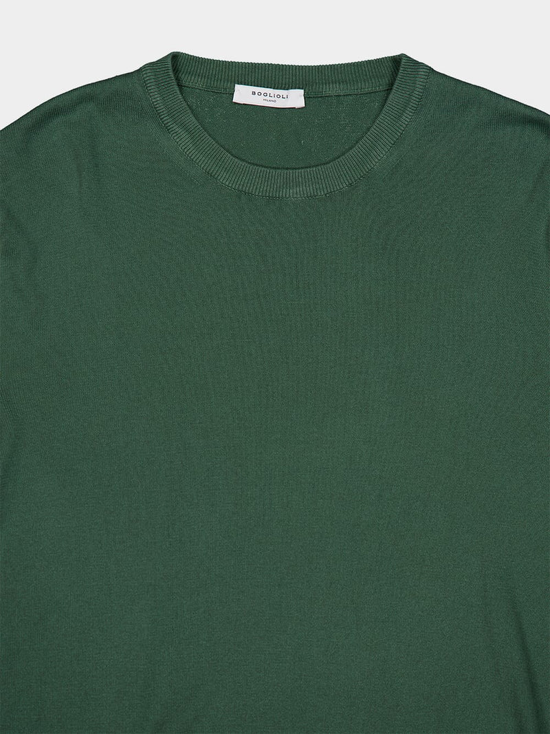 Fine Knit Green Cotton Jumper