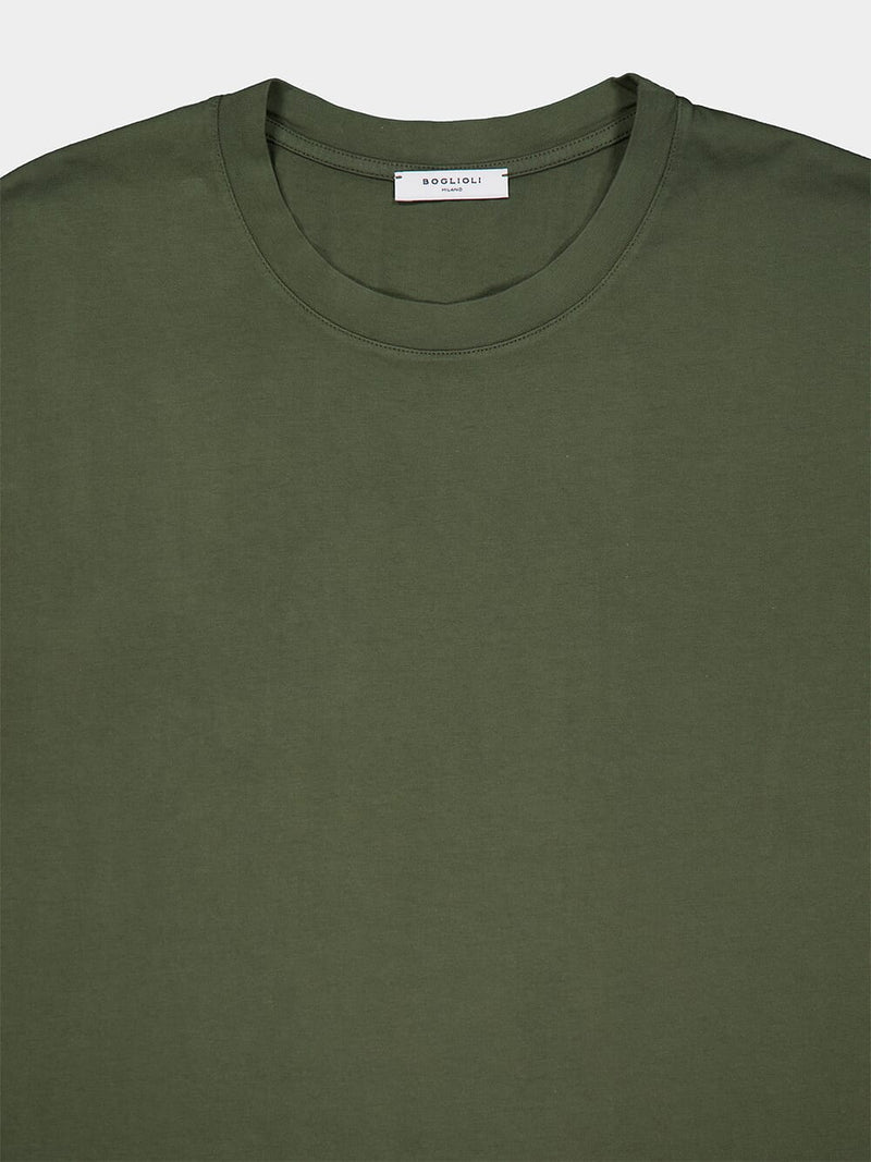 Olive Cotton Crew Neck T-Shirt