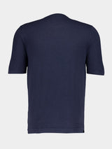 Cotton-Silk Blend Navy T-Shirt