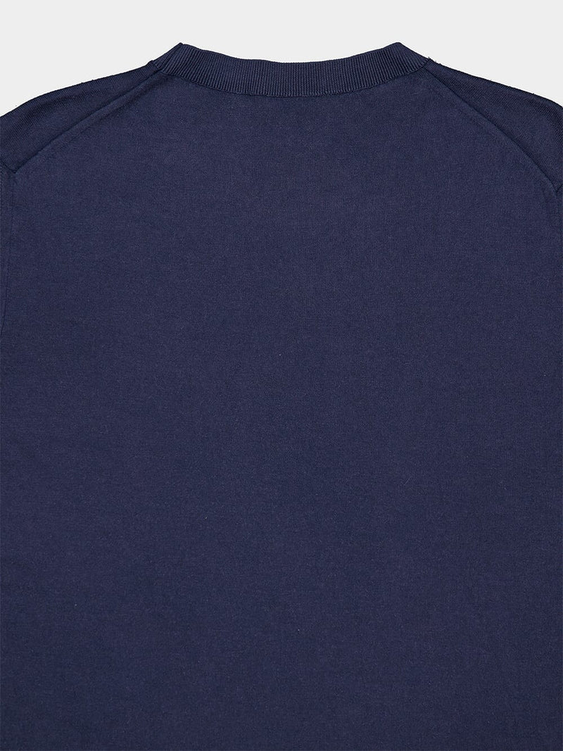 Cotton-Silk Blend Navy T-Shirt