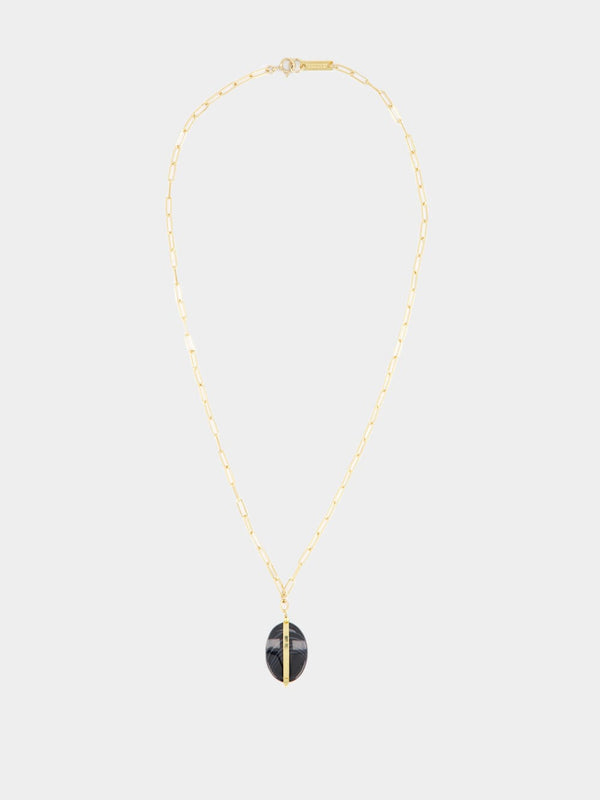 Gold-Tone Chain with Stone Pendant