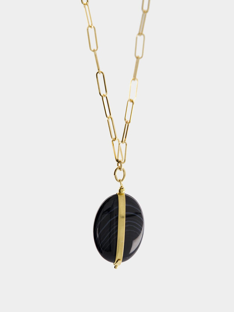 Gold-Tone Chain with Stone Pendant