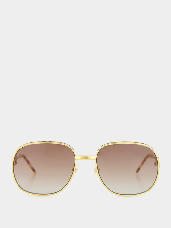 Gold-Tone Square Sunglasses