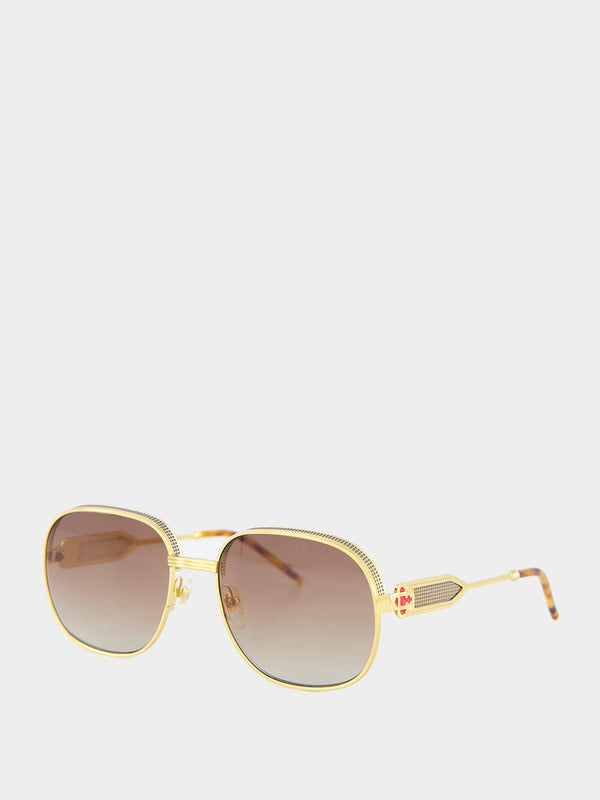 Gold-Tone Square Sunglasses