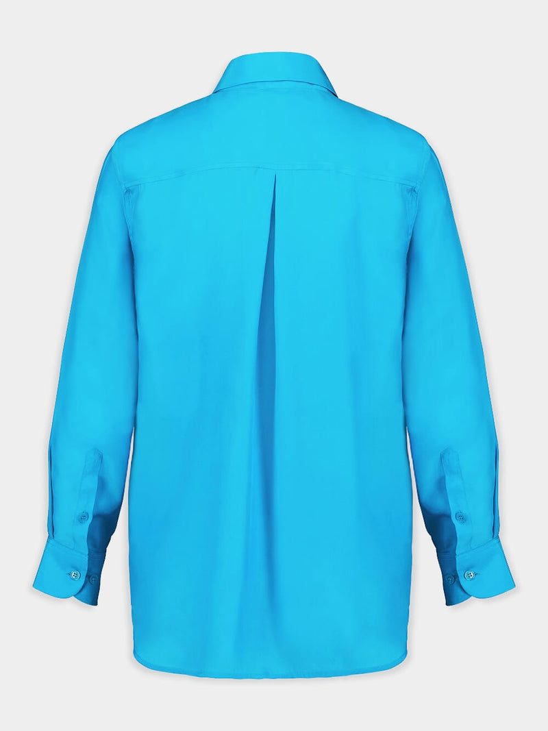 Ametista Blue Silk Satin Matte Shirt