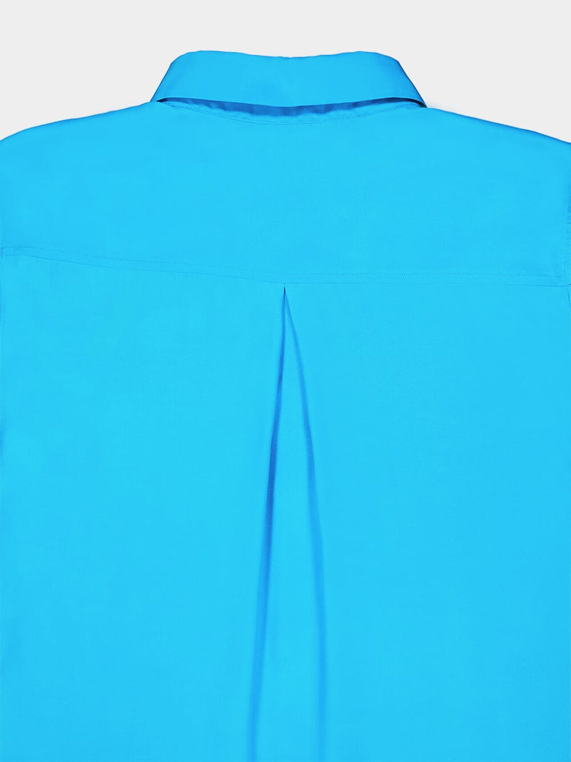 Ametista Blue Silk Satin Matte Shirt