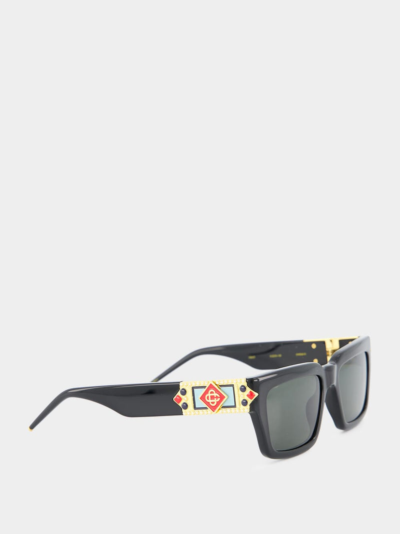 Black Monogram Plaque Sunglasses